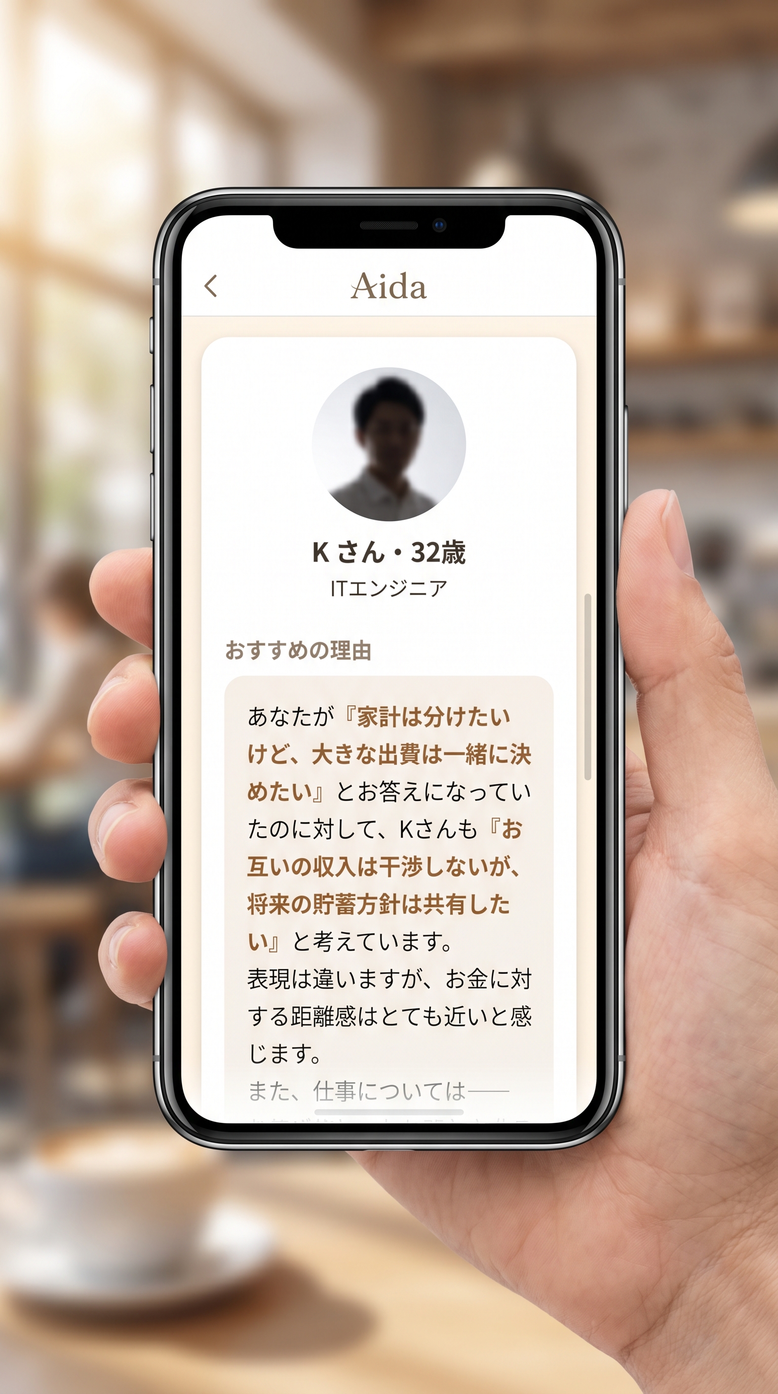 Aidaアプリのおすすめ画面イメージ